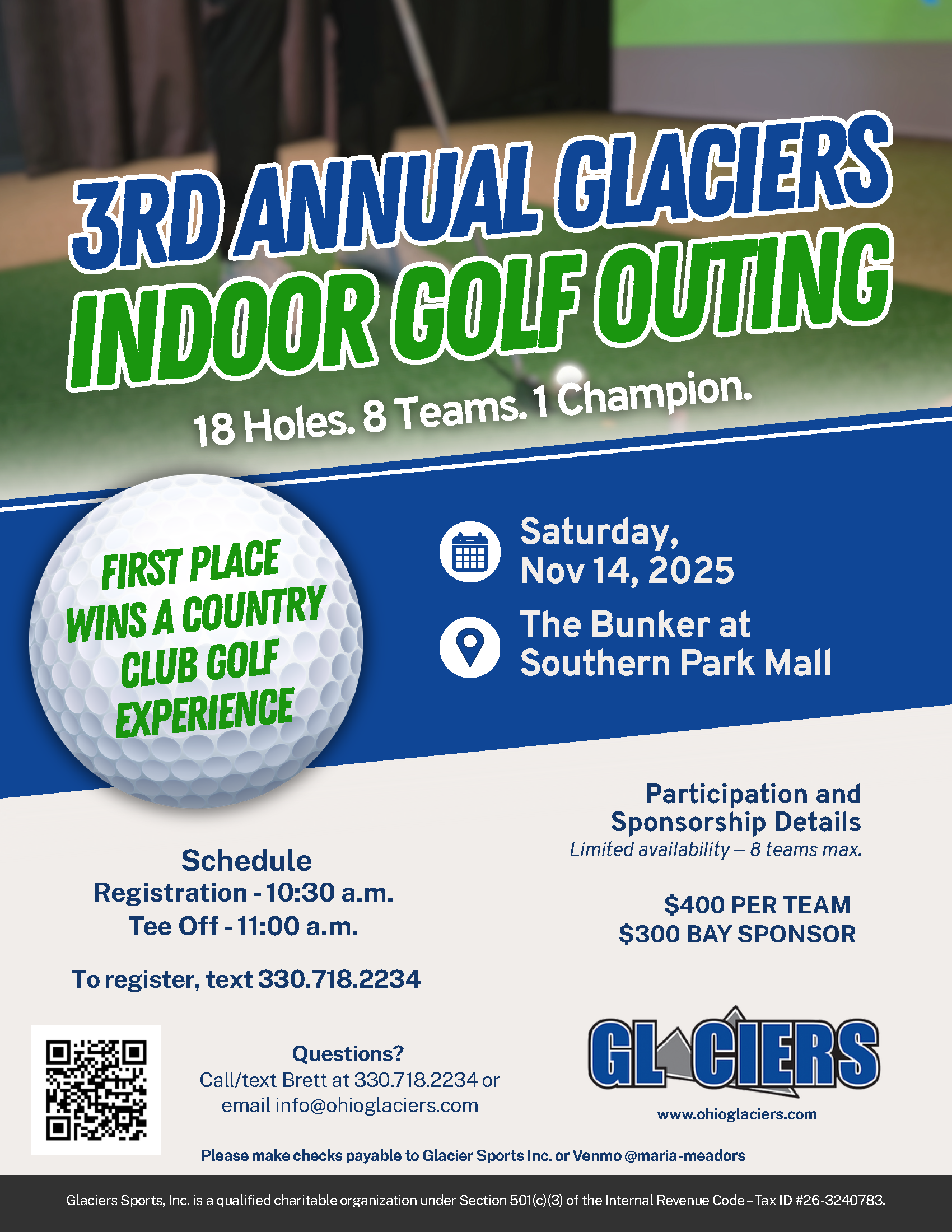 Glaciers Indoor Golf Outing 2026